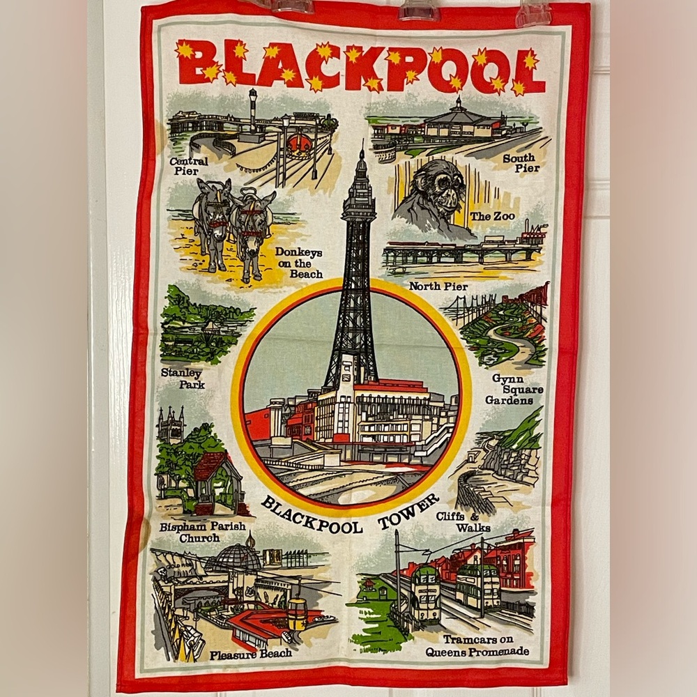 VTG Blackpool Tower Souvenir Tea Towel